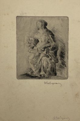 [Из коллекции Табачникова Е.М.] Завадская Ирина Евгеньевна (1907-?) - Женщина с чашей. Бумага 