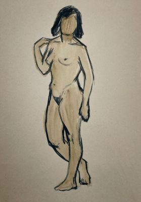 Петров Николай Григорьевич (1919-2004) - Обнаженная. Конец XX в. Бумага, акварель, 40.5 х 28.7 см 