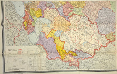 Карта юго-западных республик СССР, 1937 г. 62.3 х 94.2 см