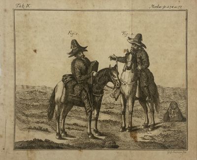 Ender Gustav Georg (1754-1824) - Киргизы-всадники в национальных костюмах. . Бумага, офорт, 15.7 х 