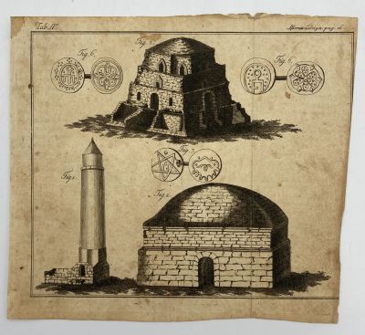 Ender Gustav Georg (1754-1824) - Постройки древних жителей Волжской Булгарии. Бумага, офорт, 16 х 