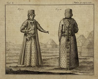 Ender Gustav Georg (1754-1824) - Киргизки в национальных костюмах. Бумага, офорт, 15.8 х 20 см. 