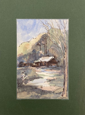 Борзенок Евгений Иванович (1947 г.р.) - Солнечно. 2000-е гг. Бумага, акварель, тушь, 27.6 х 17.9 