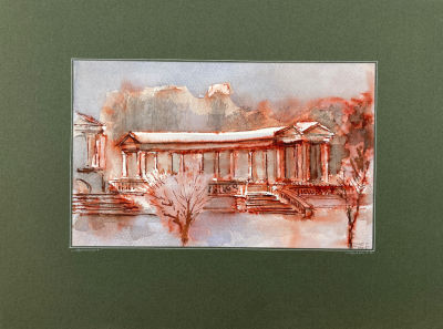 Борзенок Евгений Иванович (1947 г.р.) - Архангельское. 2005 г. Бумага, акварель, тушь, 17.2 х 27.3 