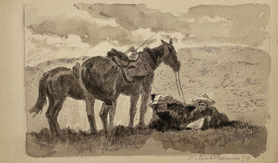 Бетехтин Орест Георгиевич (1928-2020) - Северный Кавказ. 1950 г. Бумага, офорт, 15.9 х 26.4 см