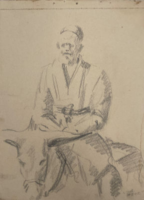 Криворуцкий (Пейсах-Лейзер) Петр Моисеевич (1920-1987) - Узбек на ослике. 1947 г. Бумага, карандаш 