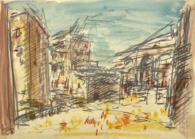 [Из коллекции Заволокина А.С.] Штоффер Яков Зиновьевич (1906-1951) - Эскиз декораций к спектаклю. 