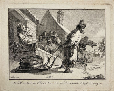 Лепренс, Жан Батист (1734–1781) - Лист из второй сюиты офортов &laquo;Русские торговцы&raquo;. 1765 г. Бумага 