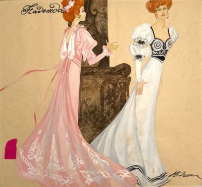 Зайцев Вячеслав Михайлович (1938-2023) [Приписывается] - Эскиз платья "Надежда" с автографом. 