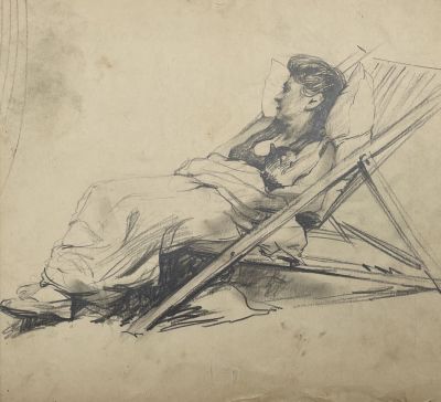 Вишняков Олег Николаевич (1935-2012) - Отдых. Вторая половина XX в. Бумага, карандаш, 22.2 х 23.4 