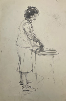 Вишняков Олег Николаевич (1935-2012) - Глажка. Вторая половина XX в. Бумага, карандаш, 39.9 х 25.6 