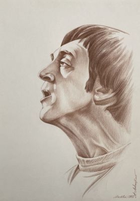 Левицкий Александр Романович (1940 г.р.) - Высоцкий. 1980 г. Бумага, цветной карандаш, 29.6 х 20.9 