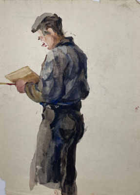 Антонов Сергей Георгиевич (1932-2006) - Набросок мужчины. Середина XX в. Бумага, акварель 