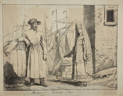 [Собрание семьи Подстаницких] Убиган, Арман Густав (1790-1863) - Русские купец и купчиха. 1817 г. Б 