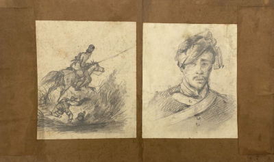 [Собрание семьи Подстаницких] Байков Федор Ильич (1818-1890) - Казак в бою. Раненый солдат. 1846 г. 