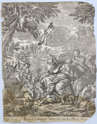 Лефевр, Валентин (Valentin Lefebre) (ок. 1642-ок. 1682) - Похищение Европы. Бумага, гравюра, лист 