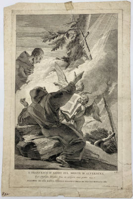 Монако, Пьетро (Pietro Monaco) (1707-1772) - Святой Франциск Ассизский. Бумага, гравюра, лист 51.5 