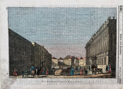 Мраморный Дворец в Петербурге. 1836 г. Бумага, гравюра, акварель, 17.8 х 24 см