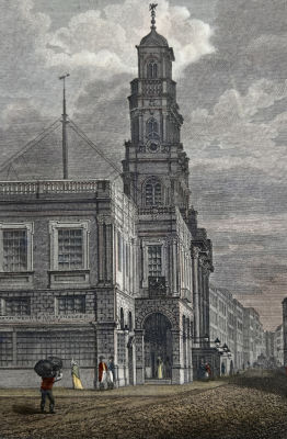 Неизвестный гравер - Королевская биржа, вид на юго-запад. Лондон. 1809 г. Бумага, гравюра 