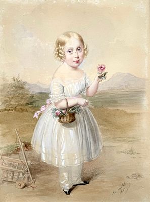 [Из собрания Сергея и Татьяны Подстаницких] Штоль (Stohl) Михаэль (1813–1881) - Девочка с цветком. 