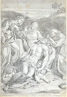 Акила Пьетро (Aquila Pietro; 1650-1692) гравер по оригиналу Аннибале Караччи (1560-1609) - Оплакива 