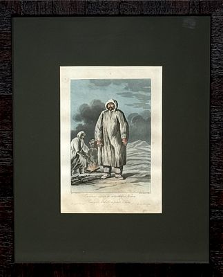 Рис. Е.Корнеев, гр. Адам и Грос - Самоеды одетые в медвежью шкуру. Лист из альбома "Народы России 