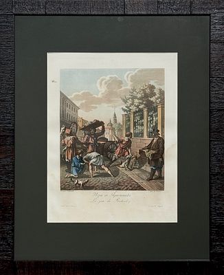 Игра в Пристенки. Лист из альбома "Народы России, или Описание нравов обычаев и костюмов 