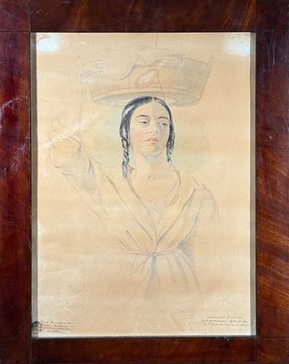 Неизвестный художник - Девушка с корзиной. ХIХ в. . Провенанс: из собрания директора 