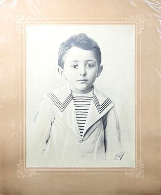 Детский фотопортрет. Мальчик. А. Пихтинъ. . 54.5 х 44.5 см