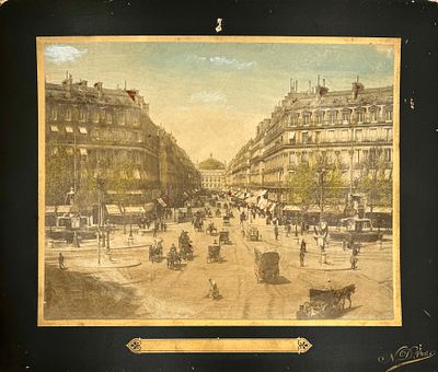 Париж. Бульвар Капуцинов. Раскрашенная фотография, 29 х 35 см