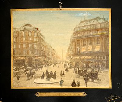 Париж. Бульвар Капуцинов. Раскрашенная фотография, 29 х 35 см