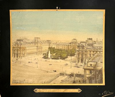 Париж. Лувр. Раскрашенная фотография, 29 х 35 см