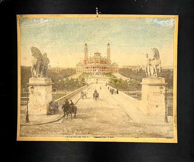Париж. Дворец Трокадеро. Раскрашенная фотография, 29 х 35 см