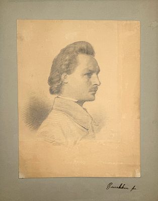 Пушкин Йозеф (1827-1905) - Мужской портрет. Вторая половина XIX в. Бумага, графитный карандаш, 29 