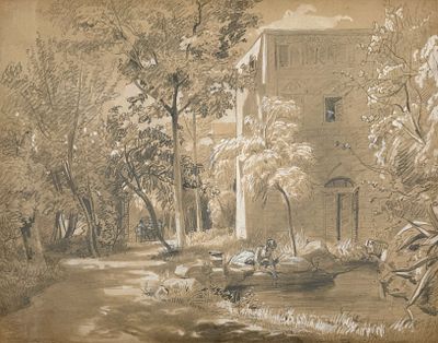 Тихобразов Николай Иванович (1818–1874) - Сад виллы Торрильони. 1847-1849 гг. Бумага, графитный 
