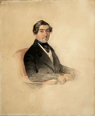 Фишер (Fischer) Леопольд (1814-1860) - Портрет неизвестного. 1843 г. Бристольский картон 