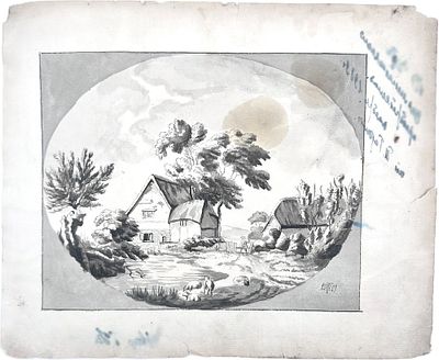 Неизвестный художник - Пейзаж. 1801 г. Бумага, тушь, 23 х 28.2 см
