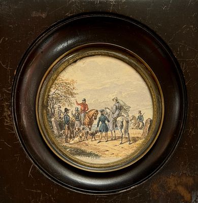 Свебах, Жак Франсуа (1769-1823) - Охота. Начало XIX в. Бумага, акварель, в раме - 14.2 х 13.8 см 