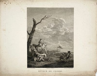 По рисунку Jean Pingelbaits - Возвращение с охоты. Середина XIX в. Бумага, гравюра, 25.9 х 32.4 см