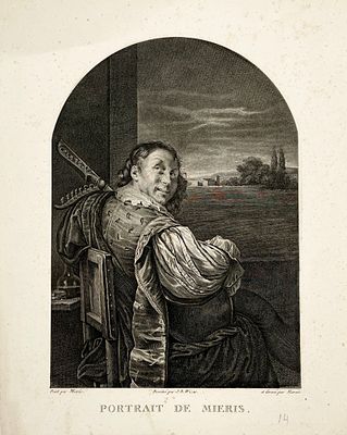 По оригиналу Франса ван Мириса (1689-1763) - Портрет Мириса. Середина XIX в. Бумага, гравюра, 26.9 