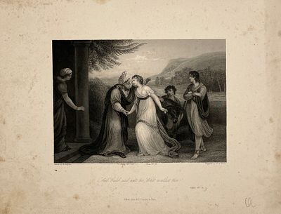 Гравер Моут, Уильям Генри (1803-1871) по оригиналу - "И сказал ей Халев: чего ты хочешь?". 1830-е гг.