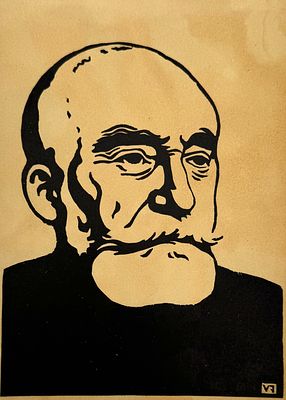 (М) Феликс Валлотон (1865-1925) - Портрет Пюви де Шаванна. 1898 г. Бумага, ксилография, 18 х 13 см