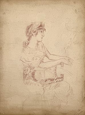 (М) [Приписывается] Врубель Михаил Александрович (1856-1910) - Пирующие римляне. Эскиз к картине. 