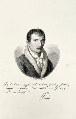 (М) Неизвестный художник - Портрет поэта Иоганна Готтфрид Зойме. XIX в. . Бумага, гравюра, 22 х 13 см