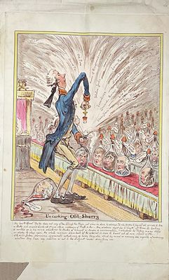 (П) Хамфри, Ханна (Hannah Humphrey) (1745 - 1818) - Карикатура "Uncorking Old cherry". 1805 г. Бум 