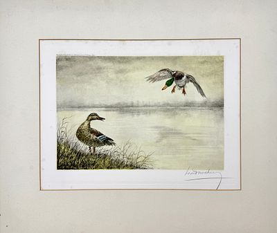 (П) Даншен Леон (L&eacute;on Danchin; 1887-1938 гг) - Сцена охоты. Кон. XIX - Нач. XX в. Бумага 