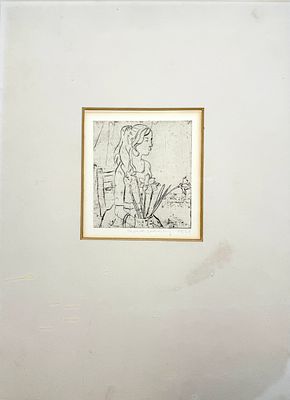 (П) Шагал Владимир (Vladimir Sagal; 1969 - 1898) - Портрет девушки с букетом. 1960 г. Бумага 