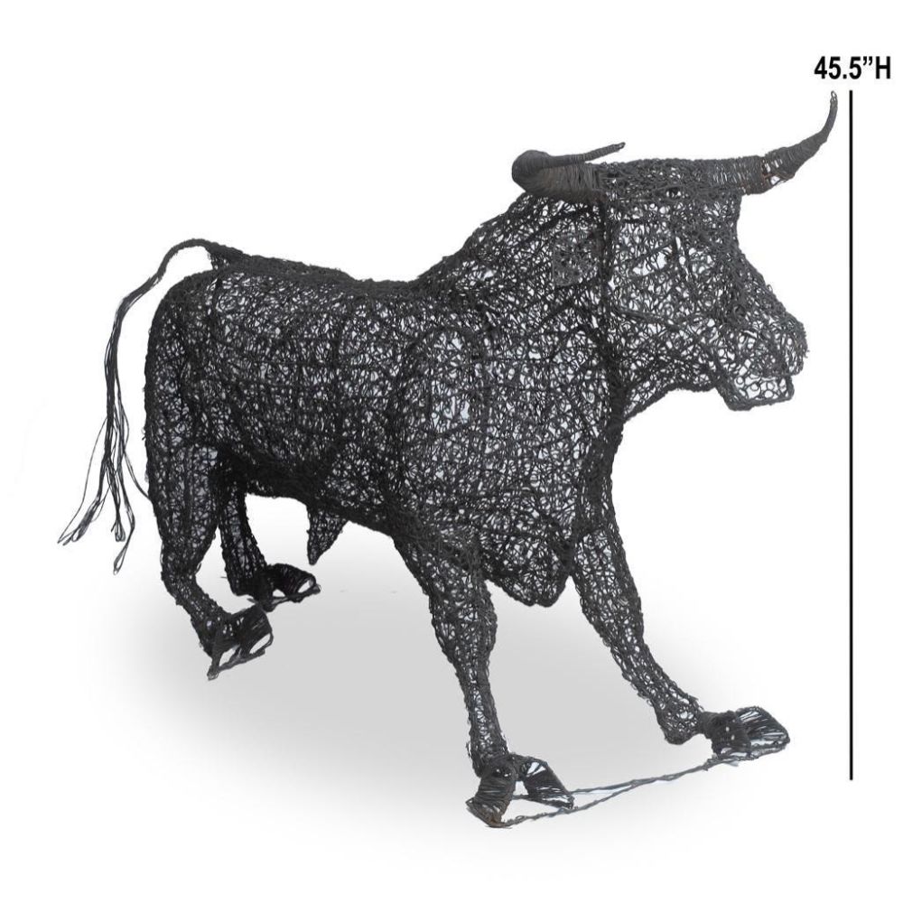 Lot 189: Monumental Brutalist Wire Bull Sculpture
