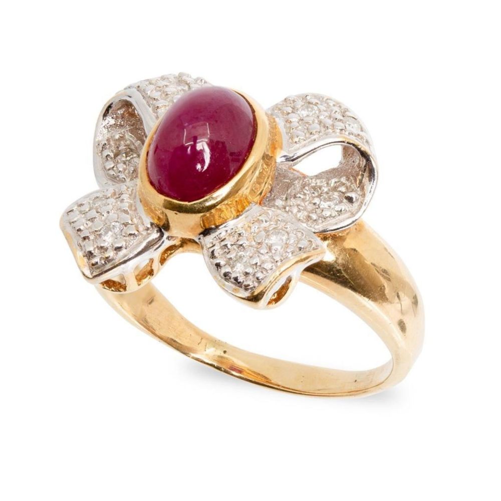 Lot 201: Ring, GIA 14K yellow and white gold ruby and diamond