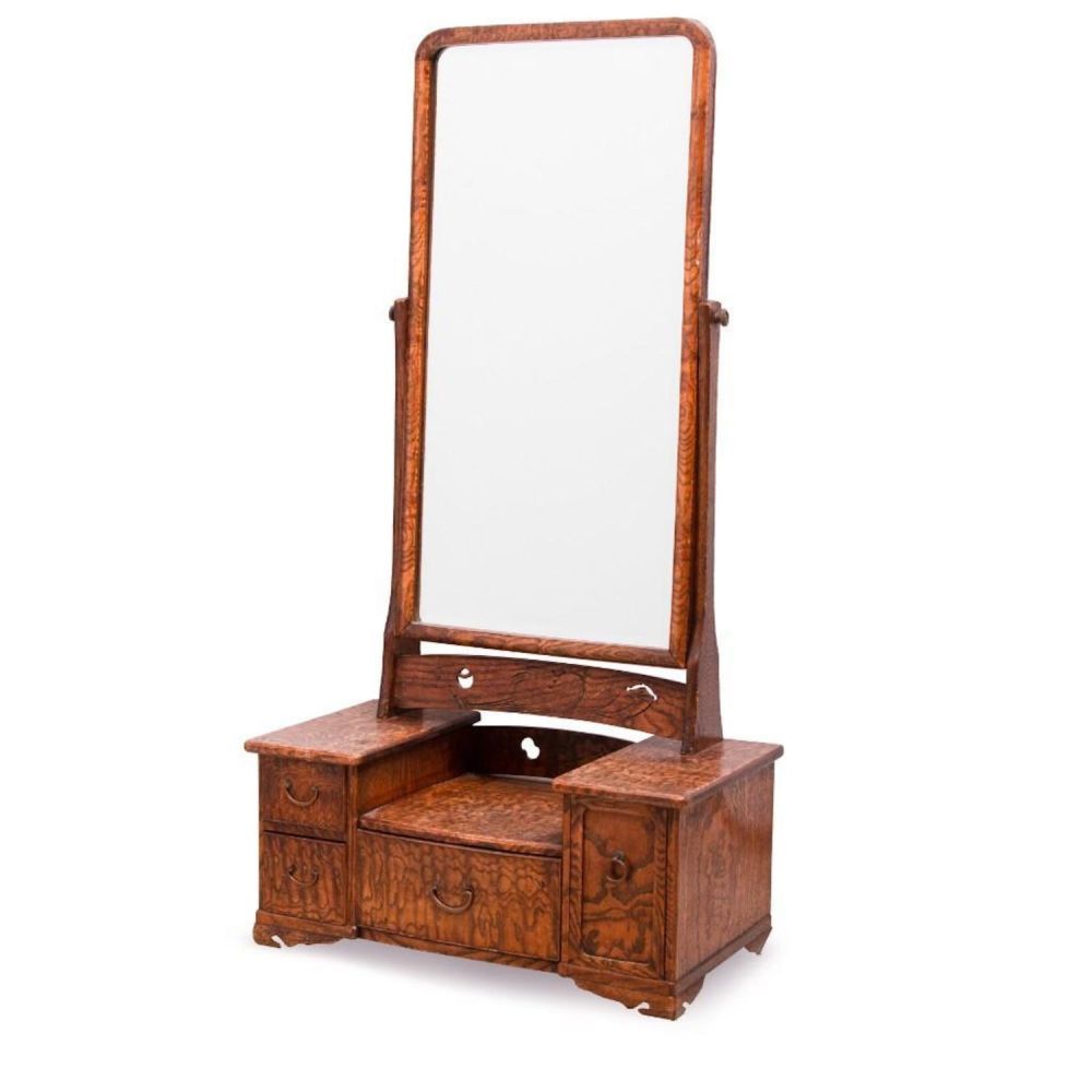 Lot 298: Japanese figured Elm Dressing Mirror